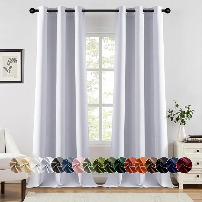 MIULEE Blackout Curtains for Bedroom Living Room 2 Panels, Thermal Insulated Room Darkening Drapes Grommet Noise Reducing Light Blocking Window Treatments 96 Inches Long 40x96 Inch Greyish White