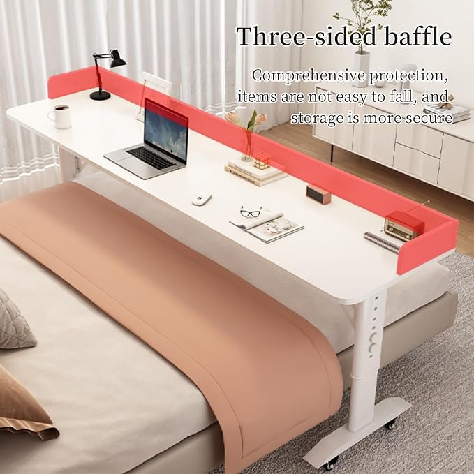 Over The Bed Table with Wheels for Easily Move Overbed Table Adjustable Height, Standing Workstation Laptop Cart, Over Bed Table for Working Studying