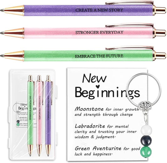 Going Away Gifts for Coworkers Women New Beginning Gifts Farewell Gift Crystal Keychain Fancy Pen Set Divorce Gift Goodbye Present Inspirational Encouragement Leaving Job Presents Office Present