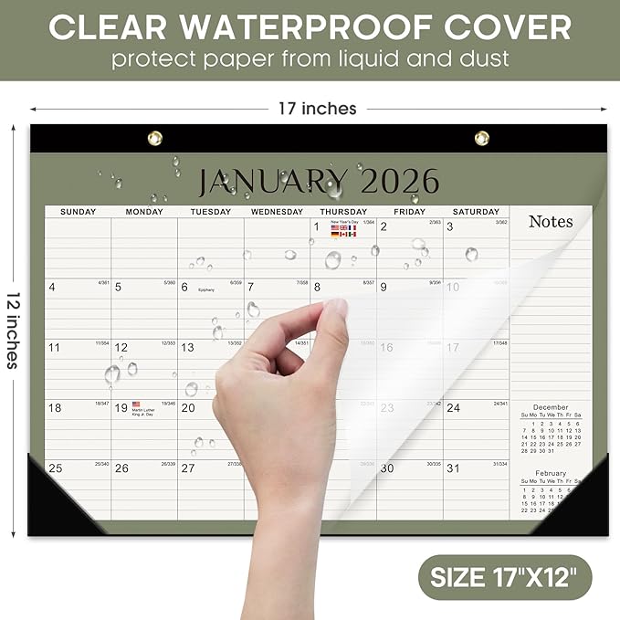 2026 Desk Calendar, 18-Month Calendar Runs from January 2026 to June 2027, 17" x 12" Desktop or Wall Calendar, Perfect Monthly Calendar Planner for Home, Office, or School - Boho Colors