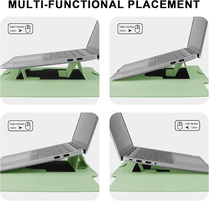 HoYiXi 15.6" Laptop Sleeve Case PU Leather with Stand Compatible with MacBook Pro 16/15.4'' MacBook Pro 15, Mac Air 15/ Dell, Matebook,Asus,15-16'' Laptop Bag,(Patent Pending),Green