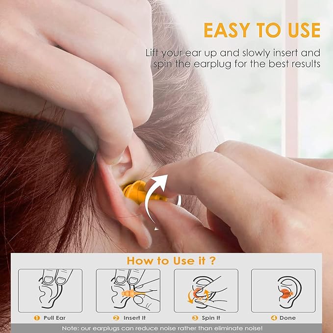 Earplugs for Sleeping Noise Cancelling Reusable Silicone Ear Plugs Suitable for Swimming Travel Snoring Airplanes Study Work Noisy Places（8Pairs）