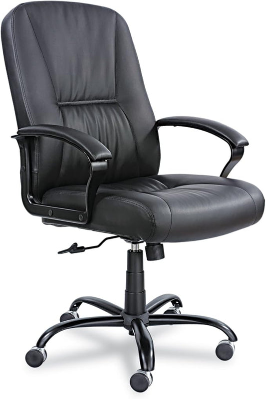 Safco High Back Big and Tall Swivel Desk Task Chair Adjustable Height and Tilt, Rolling Base, 500 lbs. Weight Capacity, Work or Home Office, Black Leather Seat (3500BL)