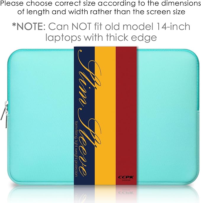 CCPK Laptop Sleeve Case for MacBook Pro 14 inch Mac Air 13 inch M4 M3 M2 M1 Compatible with Hp Lenovo Dell ASUS Computer Laptop Sleeve Bag Protective Carrying Case Cover 13-14 inch Accessories, Mint