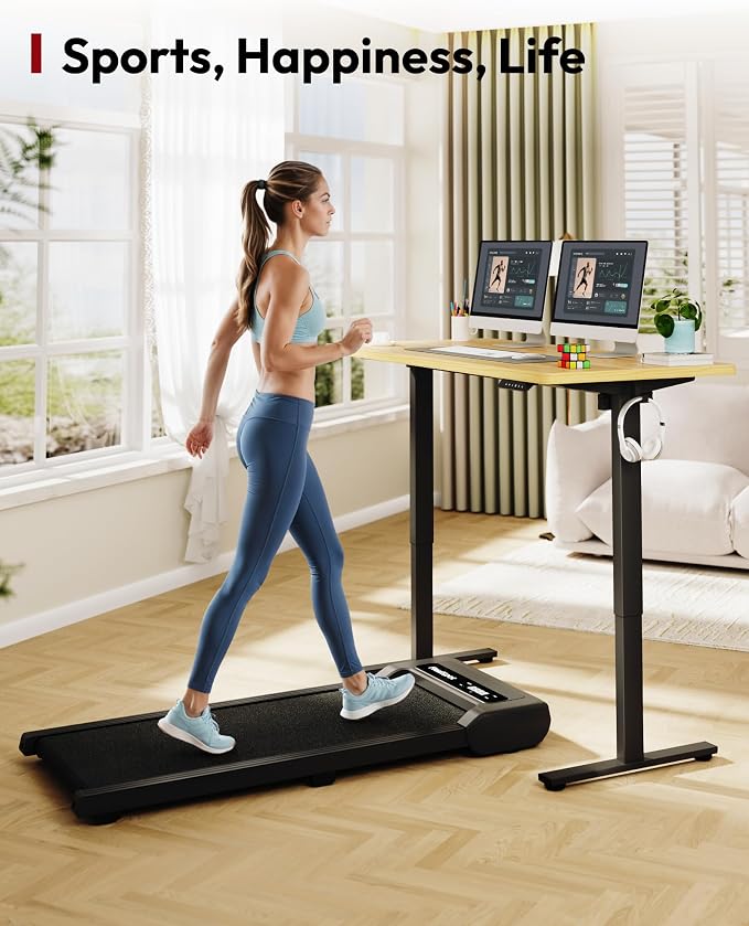 SANODESK One-Piece Electric Standing Desk, Seamless 55 x 28'' Ergonomic Height Adjustable Sit Stand Desk with Memory Presets for Home Office Computer Workstation, Black Frame/Natural Top