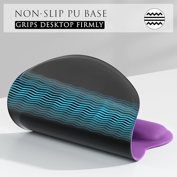 MROCO Ergonomic Mouse Pad with Gel Wrist Rest, Smooth Wrist Support Surface, Non-Slip PU Base for Pain Relief, Comfortable Mousepad for Computer, Laptop, Office & Home, 9.4 x 8.1 in, Violet Purple
