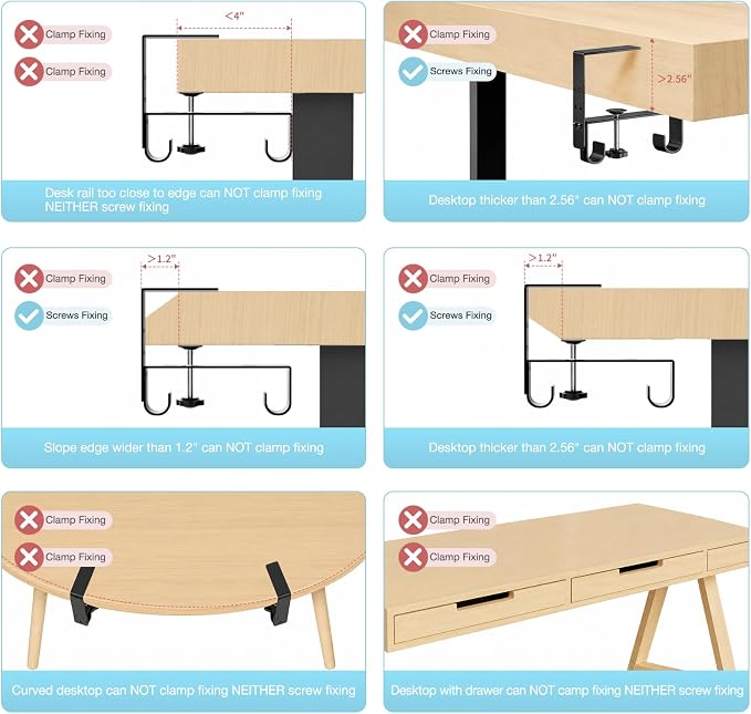 No Drill Under Desk Cable Management Tray, 45.2" Felt Cord Organizer | Clamp/Screw Mount Desk Cable Management, As Standing Desk Privacy Panel, Desk Wire Management for Office, Home