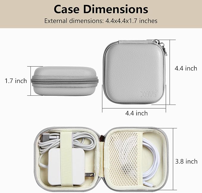 Charger Case for Macbook, Portable Tech Electronic Organizer Bag, Small Travel Storage Pouch for Laptop Accessories, MacBook Power Adapter, Charging Cords, USB Drives, Power Bank (Grey, M)