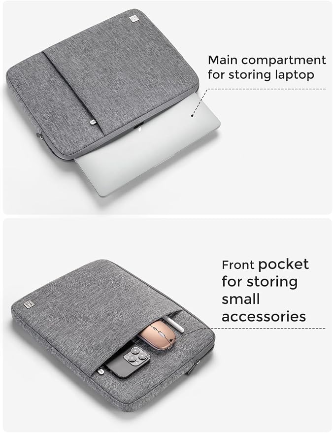 DOMISO Laptop Case Laptop Sleeve Cover Compatible with 14 inch MacBook Pro M4/M3/M2/M1 Pro/Max 2024-2021, Compatible with 13.3 inch HP Dell ASUS Notebook, Water-Resistant Bag with Pocket,Grey