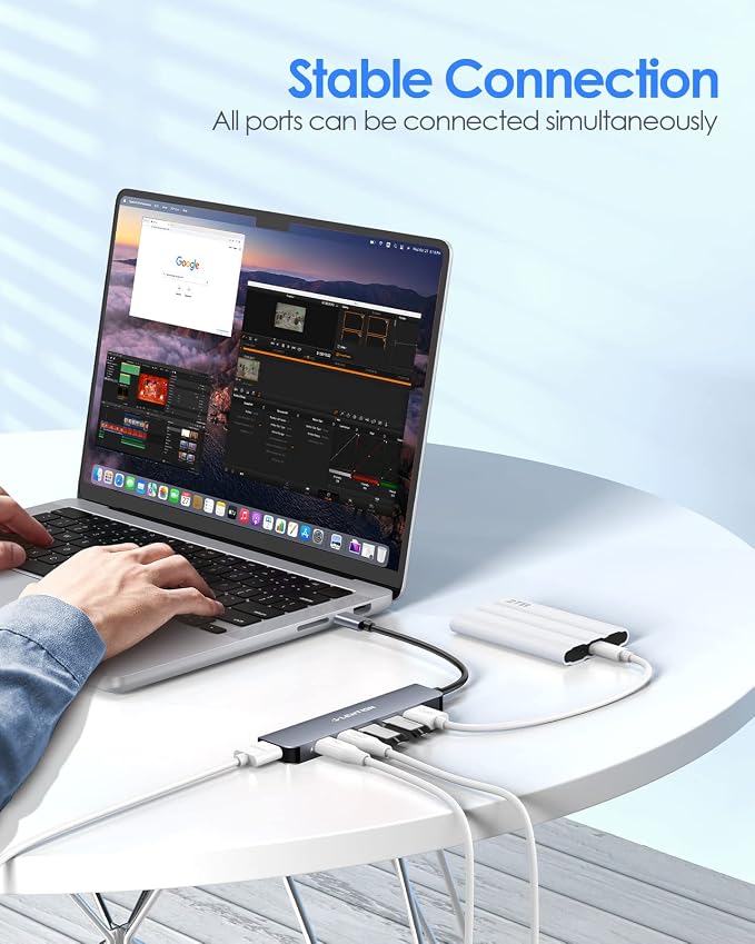 LENTION USB C Hub, Multiport with 4K@60Hz HDMI, 3xUSB-A Ports, USB-C Data Port, 100W PD Port, Compatible New MacBook Pro/Air, iPhone 17 Pro/Pro Max, Surface, Chromebook, More(CE35p, Gray)