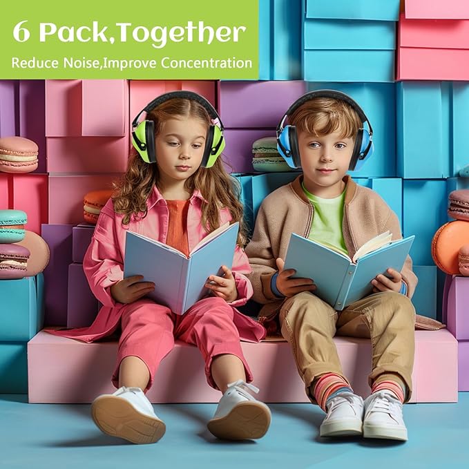 6 Pack Noise Cancelling Headphones for Kids, Kids Ear Protection 28dB SNR Noise Reduction Ear Muffs for Children/Toddler, Noise Cancelling Hearing Protection For Fireworks/Monster Truck