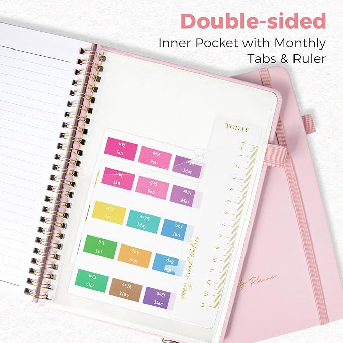 Oucaru Undated Daily Planner, A5 Spiral Notebook with Hourly Schedule, To Do List, Priorities, and Notes for Productivity - Easily Organize Your Tasks, Appointments & Goals for Women