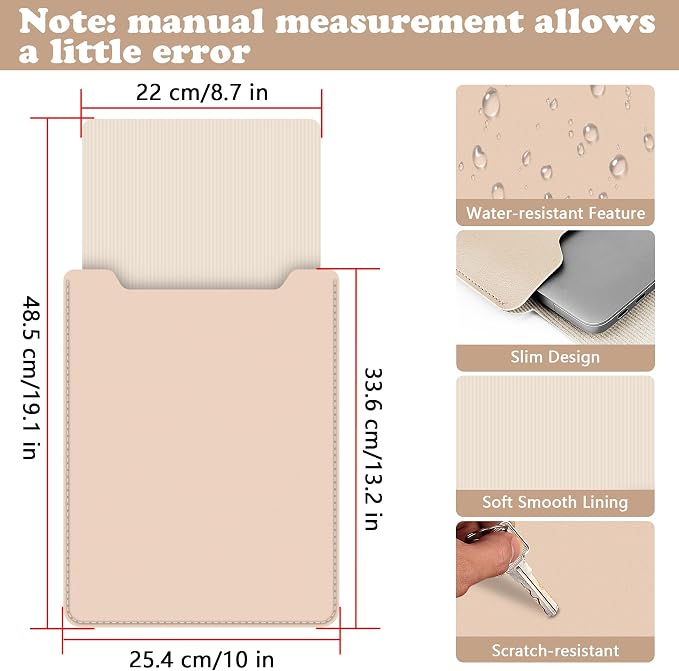 BVYA 12-13.3" Laptop Sleeve, PU Leather Laptop Case Compatible with MacBook Air 13 2018-2022 (M2 A2681 M1 A2337), Compatible with MacBook Pro 13 2016-2022 (M2 A2686 M1 A2338 A2251 A2289 A2159)