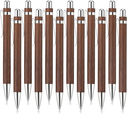 12 Pcs Bamboo Pens Employee Appreciation Gifts Engraving Wooden Ballpoint Pens Must Have for Writing Office Staff Coworkers(Classic Color)