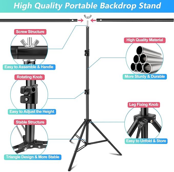 Green Screen Backdrop Kit with Stand, 5X6.5ft Portable Green Screen Backdrop with Stand kit, GreenScreen Background with Stand Carrying Bag Clamp for Streaming Video Zoom