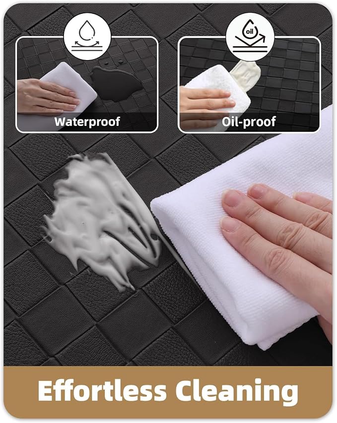 Color&Geometry Checkered Kitchen Floor Mat 24x71 Anti Fatigue Wide, Black | Waterproof & Oil Proof, Easy Clean PVC Large Kitchen Rug For Busy Family, 0.4in Thick Cushion For Long Standing, Non Slip