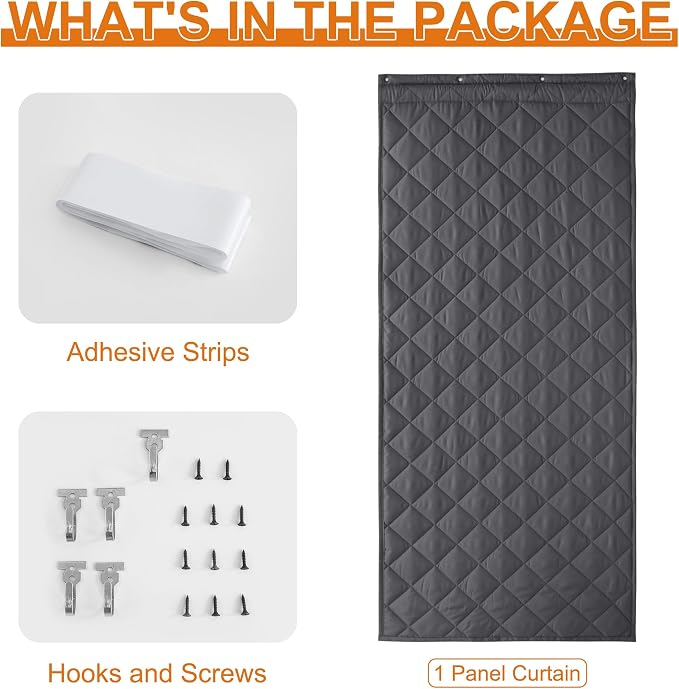 RYB HOME Summer Heat Blocking Thick Quilted Insulated Curtains, Thermal Insulated Curtains Room Divider for Energy Saving Window Treatment for Bedroom Living Room, W42 x L86, Grey, 1 Panel