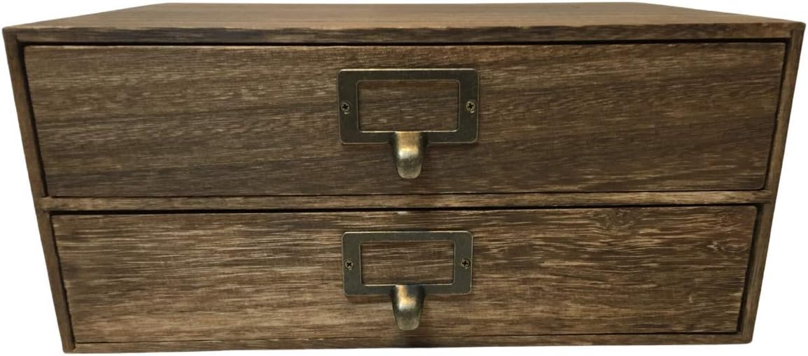 Wallniture Home Office Desk Organizer - Wooden 2 Drawer Under Monitor Stand - Printer Platform - Paper Holder Walnut
