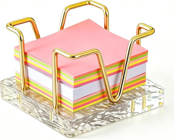 Sticky Note Holder, 3 x 3 inch Self Stick Note Pad Holder, Post It Note Dispenser Desk Accessories for School and Office Desk Organizer