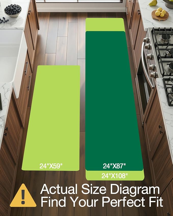 LUMI Anti Fatigue Kitchen Cushioned Mat for Floor, Padded Waterproof Runner for Standing, Stain Resistant Comfort Rugs for Home, Sink, Laundry, 24x108