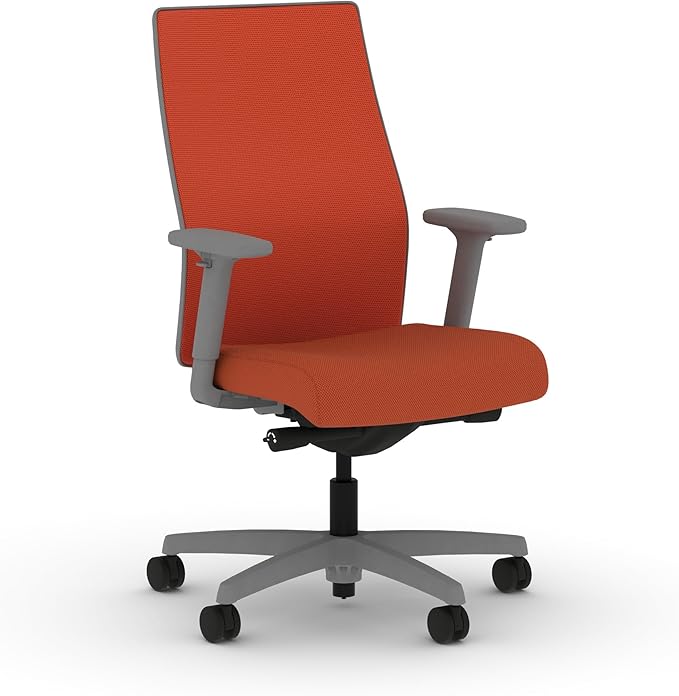 HON Ignition 2.0 Mid‑Back Ergonomic Office Chair, Mesh Task Seating with Lumbar Support, Advanced Synchro‑Tilt, Height and Width Adjustable Arms, Titanium Frame, Salamander