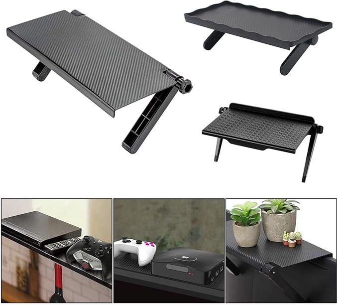 Adjustable TV Top Shelf Screen Caddy, For Monitors And Computers, Space Saving Storage Rack With Anti Slip Design For Home Desk Use(S)