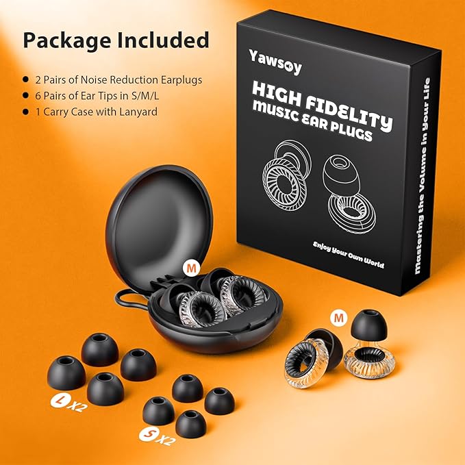 Concert Ear Plugs 2.0, Upgraded High Fidelity Noise Cancelling Ear Plugs, Hearing Protection for Concerts, Musicians, Live Events, Sports & DJs, 40dB NRR Noise Reduction Earplugs (2 Pack)