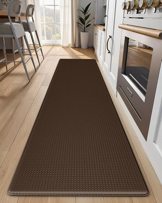 Kitchen Mats for Floor, Extra Long Anti-Fatigue Kitchen Rug, Brown | Cushioned Comfort,Non-Slip Backing,Waterproof Surface,Soft Underfoot,Easy Clean,Kitchen Sink,Laundry Room,Standing Desk