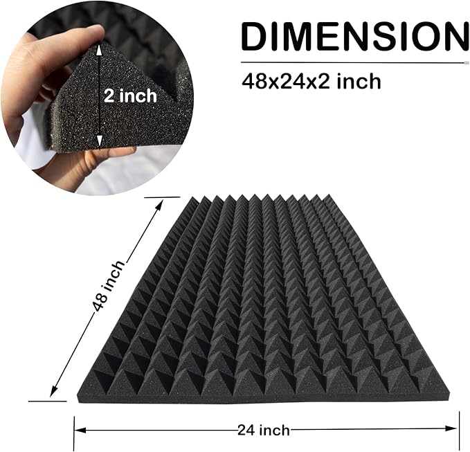 4 Pack Acoustic Foam,48x24x2 Inch Sound Proof Panel for Walls,High Density Fire Resistant Soundproof Panels for Home,Studio,Reducing Noise & Echo