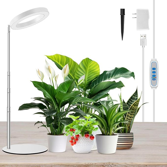 Kullsinss Grow Lights for Indoor Plants Full Spectrum, 80 LEDs Plant Light for Indoor Growing with 2 Mounting Options, 6/12/16H Timer, 3 Spectrum Modes, 9.8"-37.4" Height Adjustable Desk Grow Lamp