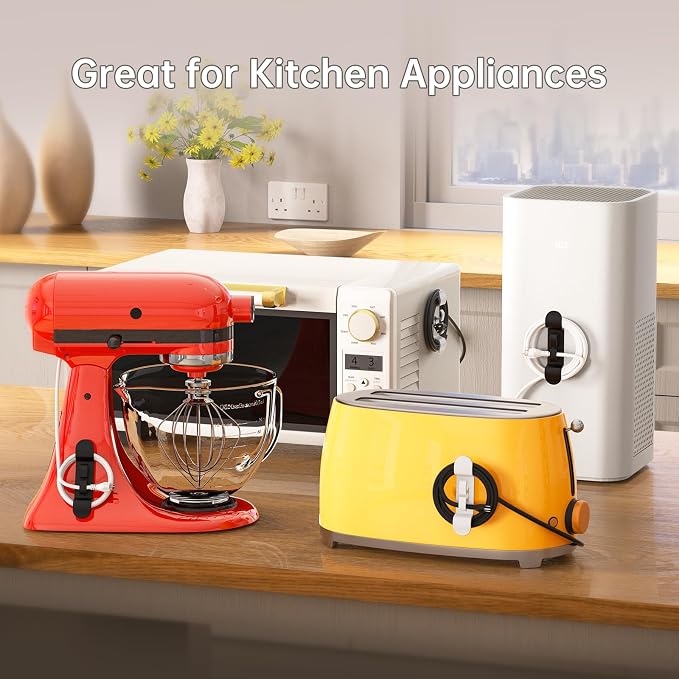 Daisyhome 6PCS Cord Organizer for Appliances, Upgraded Appliance Cord Wrap | Cord Holder Stick on Pressure Cooker, Coffee Maker, Air Fryer and Blender