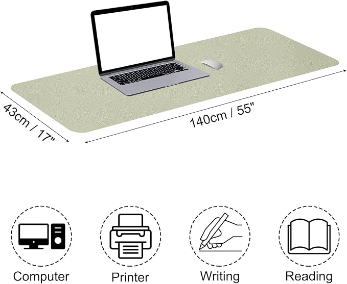 PATIKIL Desk Mat, 55'x17' Non-Slip Waterproof PU Leather Desktop Protector, Dual Sided, Green