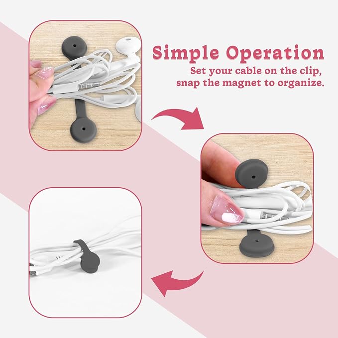 Viaky Magnetic Cable Ties 6-Pack,Silicone Magnetic Twist Ties Colorful | Reusable Cord Organizer for Bundling Earphone, Phone Charger, Cord Management Straps for Home,Office,Kitchen,School,Travel