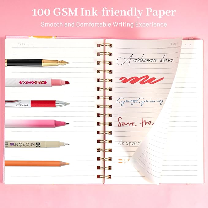 Yoment Lined Spiral Notebook Journal for Women Men A5 Small Spiral Notebooks 5x7 160 Pages Pink Notebook College Ruled Spiral Bound Journal for Work Note Taking School, Pink