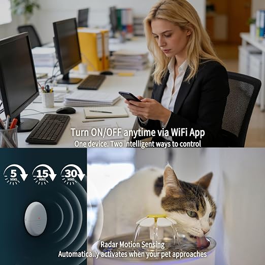 NineLeaf Wireless Motion Sensor WiFi Slim Outlet 260FT Remote Smart Switch | Adjustable Sensing Mode, App Control, WIFI Auto Control Lights Fan Appliances, No Wiring,Garage,1Sensor 2Plugs