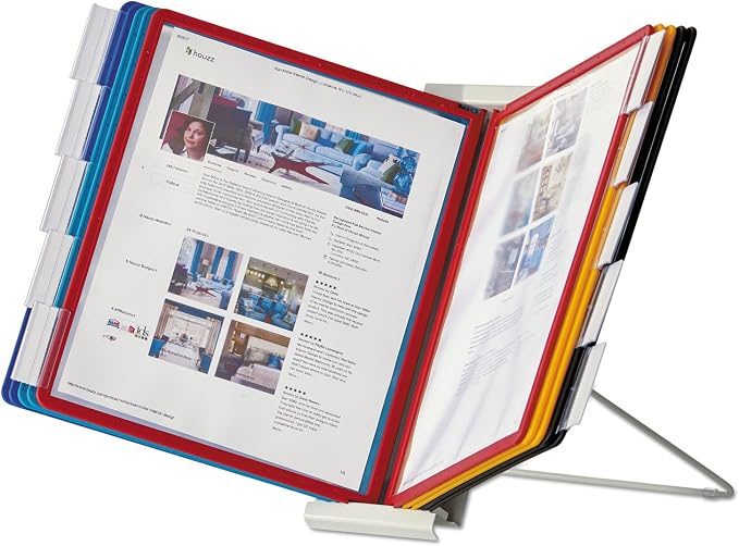Durable Instaview20 Pocket Expandable Desktop Reference System - Letter Size 10 Double-Sided Panels - Assorted Color Borders