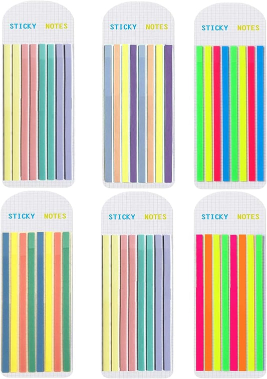 Potanro Sticky Long Tabs 6 Sheet Highlighter Tape 960 Pcs Translucent Sticky Notes Tabs for Annotating Books Bible Study Supplies
