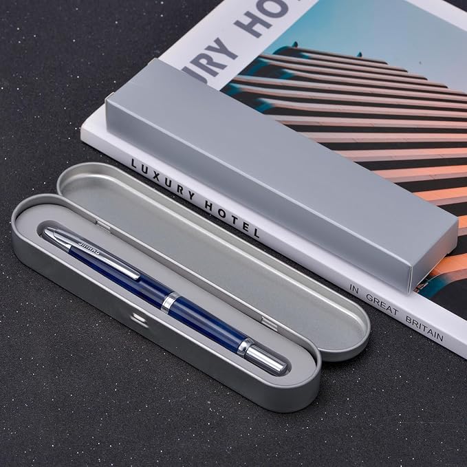 Jinhao 10 Press Fountain Pen with Box, Glacier Blue Retractable Extra Fine Nib with Ink Converter Set (Silver Clip)