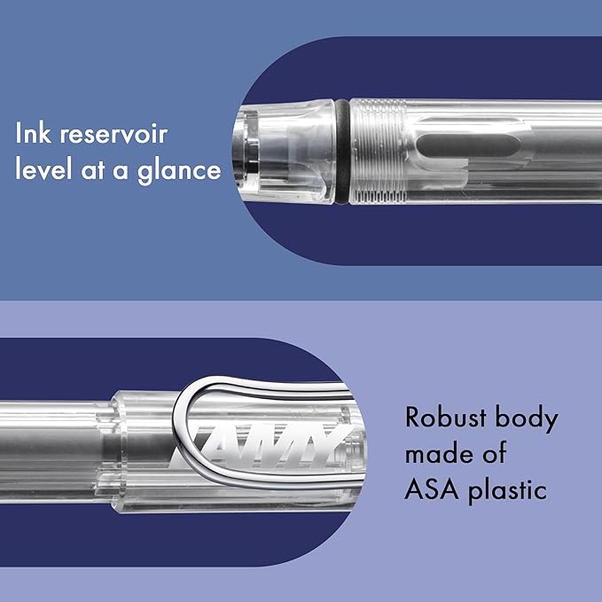 LAMY safari vista - Fountain Pen with ergonomic grip & polished Left-Handed steel nib (LH) in size M - ideal for any Writing & Calligraphy - including LAMY T 10 blue cartridge