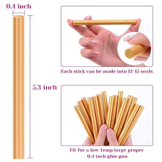 Sealing Wax, Paxcoo 20pcs Wax Seal Sticks, Glue Gun Sealing Wax for Wax Seal Stamp, Letter Wax Seal and Crafts (Gold)