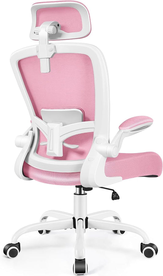FelixKing Office Chair, Desk Chair with Adjustable Lumbar Support, Ergonomic Computer Chair with High Back and Armrest, Adjustable Height Gaming Chair Home Office Swivel Chair(Pink)