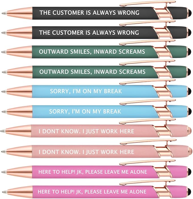 Funny Ballpoint Pens - Vibrant Color With Fun Novelty Pens,office stationary, gag gift, funny gift (Customer Service Pens)