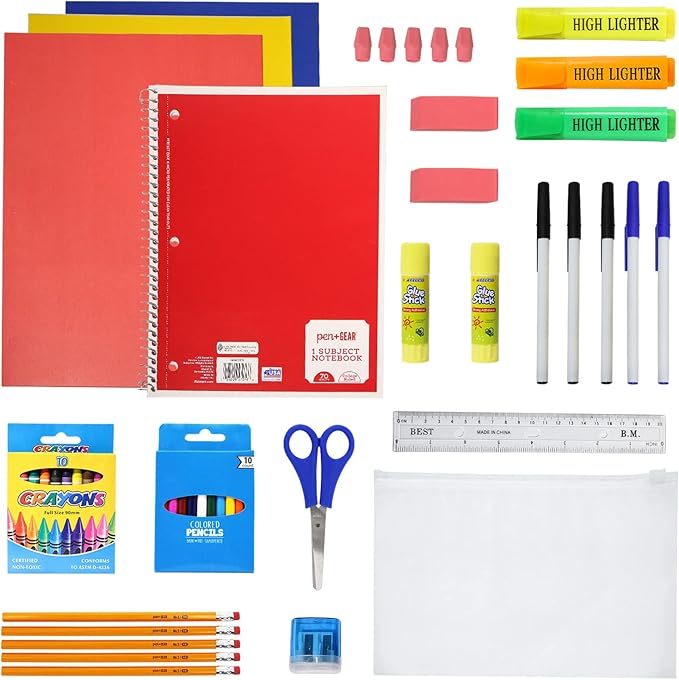 12-Pack 17” Sport Backpacks with 50 Piece School Supplies Kits - Pens, Pencils, Crayons – Bulk Bundle for Elementary, Middle, and High School Students, 12 Assorted Styles