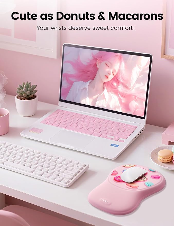 meatanty Ergonomic Mouse Pad with Wrist Rest Support, Comfortable Mousepads with Memory Foam, Non-Slip Base Wirst Rest Mouse Pad for Desk, Office Work, Home, Gift for Friends, Famliy, Pale Aqua