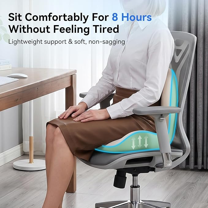 Seat Cushion for Office Chair and Car, Lumbar Support Pillow for Chair | Memory Foam Ergonomic Orthopedic Cushion Relieve Tailbone Sciatica Lower Back Pain for Office Desk Chair, Car, Truck, Green