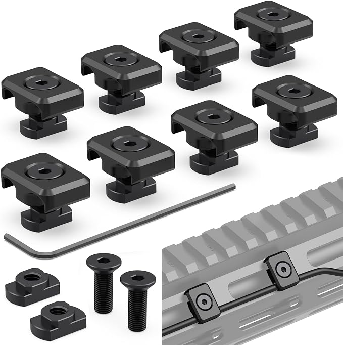 Guardtier CGM909 Pressure Switch Cable Guides Compatible with M-LOK System, Flashlight Laser Wire Management Clips 8 Pack - Black (Black)
