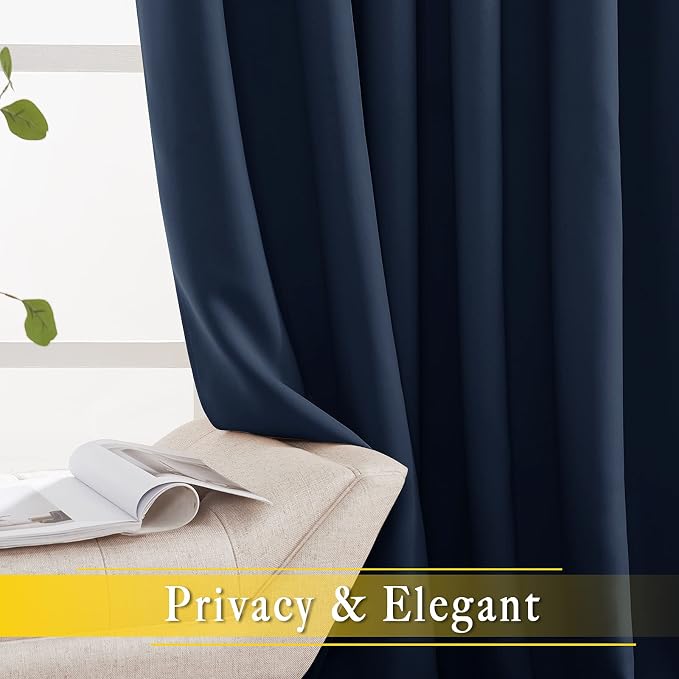 NICETOWN Bedroom Window Treatment Blackout Curtain Panel - Thermal Insulated Blackout Curtain Drape/Drapery for Sliding Glass Door/Patio (Navy, 1 Panel, 80 x 95 inch)