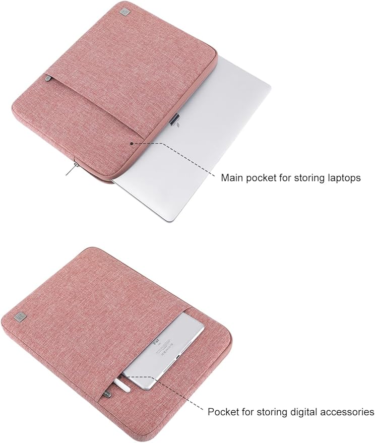 DOMISO Laptop Case Laptop Sleeve Cover Compatible with 15 inch MacBook Air M4/A3241 2025, M3/A3114,M2/A2941,15 inch MacBook Pro A1990 A1707,Compatible with Dell XPS 15 Plus with Pocket, Pink