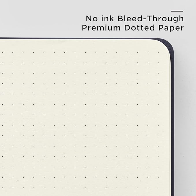&And Per Se Dotted Journal Notebook, A5 Hardcover Leather Dotted Journal, 160 Pages 100gsm Thick Dot Grid Paper, 3 Sheets of Stickers Included - 5.7'' x 8'' (Royal Blue)