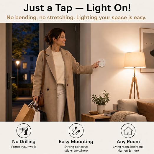 LoraTap Wireless Outlet (2 Pack) - Ergonomic Round Remote (Comfort Grip!) + Magnetic Wall Base - Stick & Grab, No Wall Damage - 15A/1875W 100ft Range - Control for Hard-to-Reach Sockets